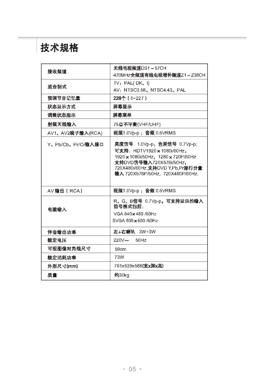 TCL王牌HD25V18PB彩电使用说明书-5