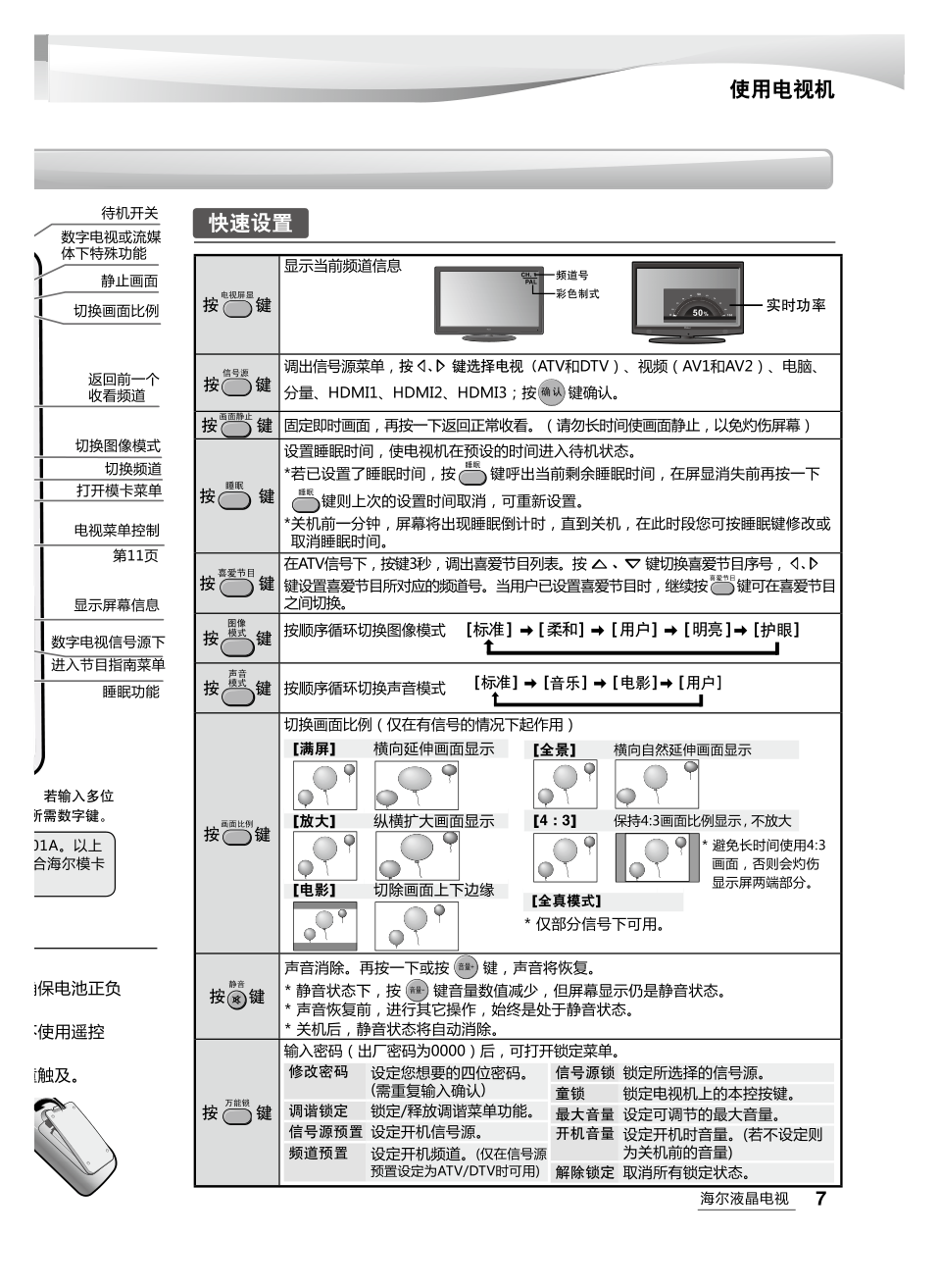 海尔LE32H320液晶彩电使用说明书-8