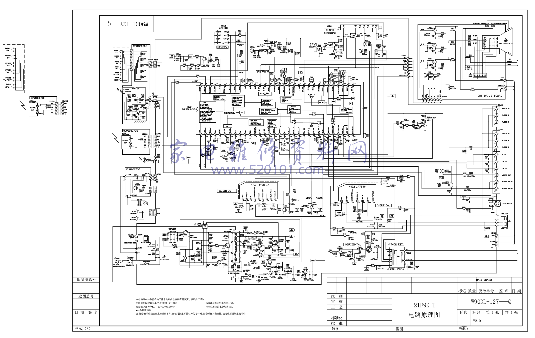 海尔21F9K-T（TMP8823）彩电原理图-0