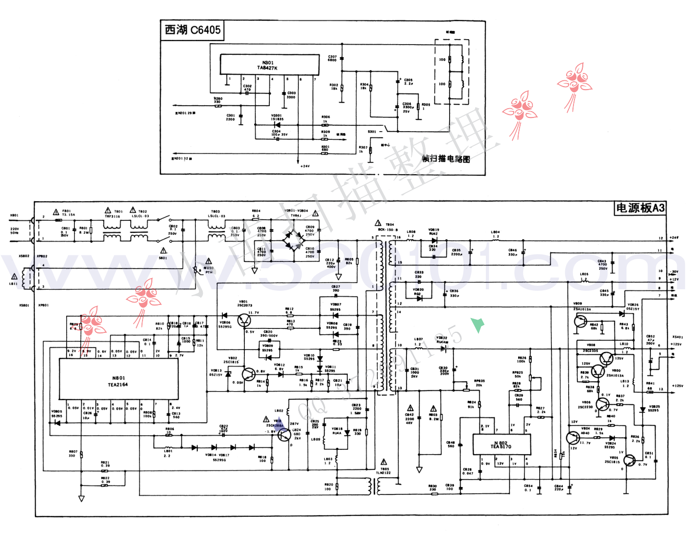 西湖C6405(Z86C227+TA8659AN)彩电原理图-1