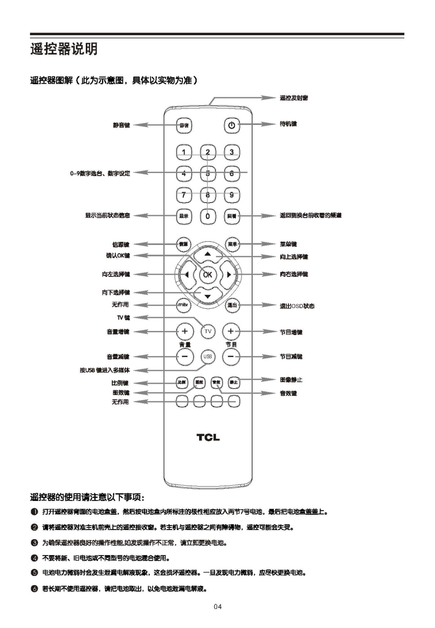 TCL王牌L24E5200BD液晶彩电使用说明书-4