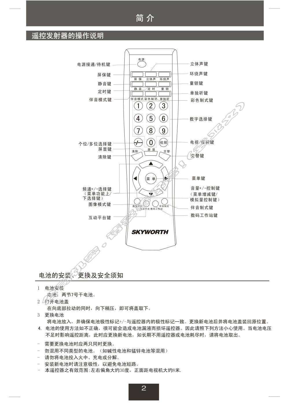 创维21ND9000A(3P32机芯)彩电使用说明书-2 创维21ND9000A(3P32机芯)彩电使用说明书-2