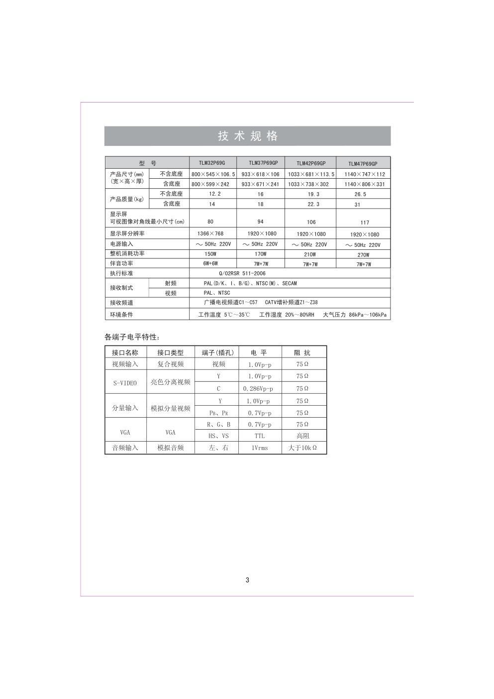 海信TLM32P69G液晶彩电使用说明书-3 海信TLM32P69G液晶彩电使用说明书-3