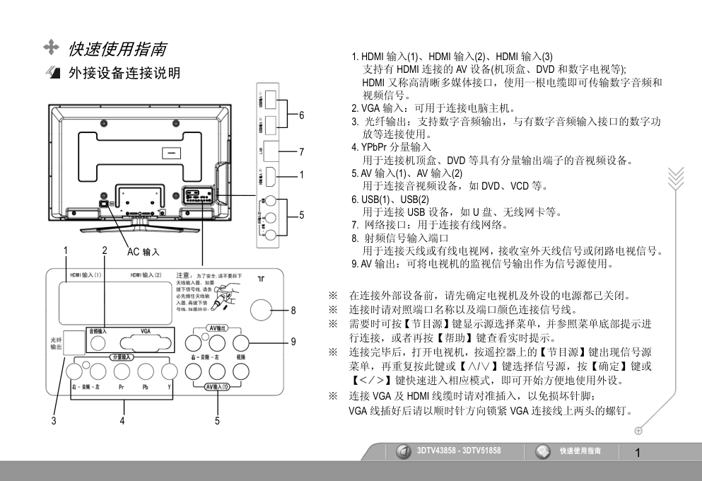 长虹3DTV43858液晶彩电使用说明书-1 长虹3DTV43858液晶彩电使用说明书-1