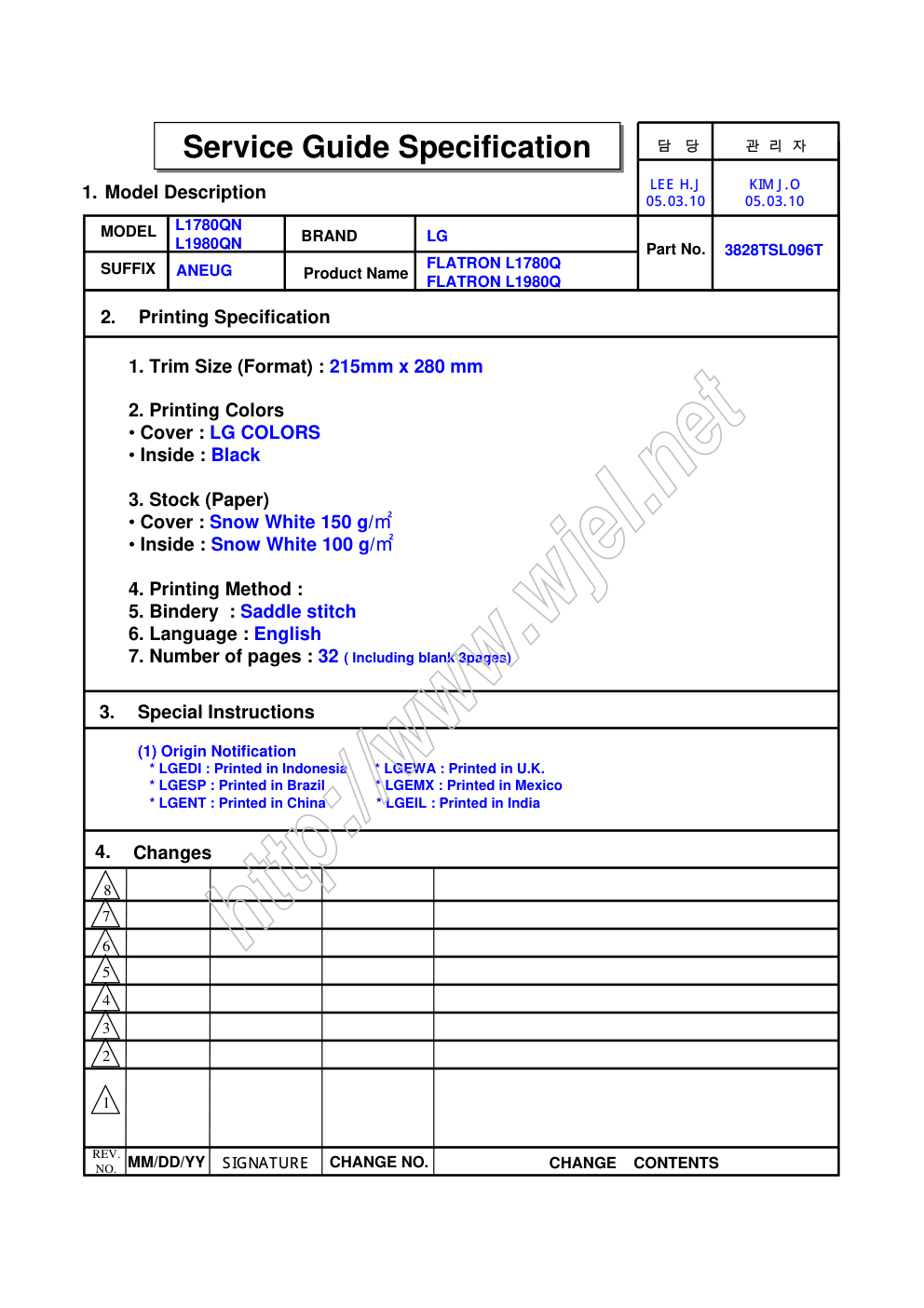 LG L1780Q液晶显示器维修手册和图纸-0