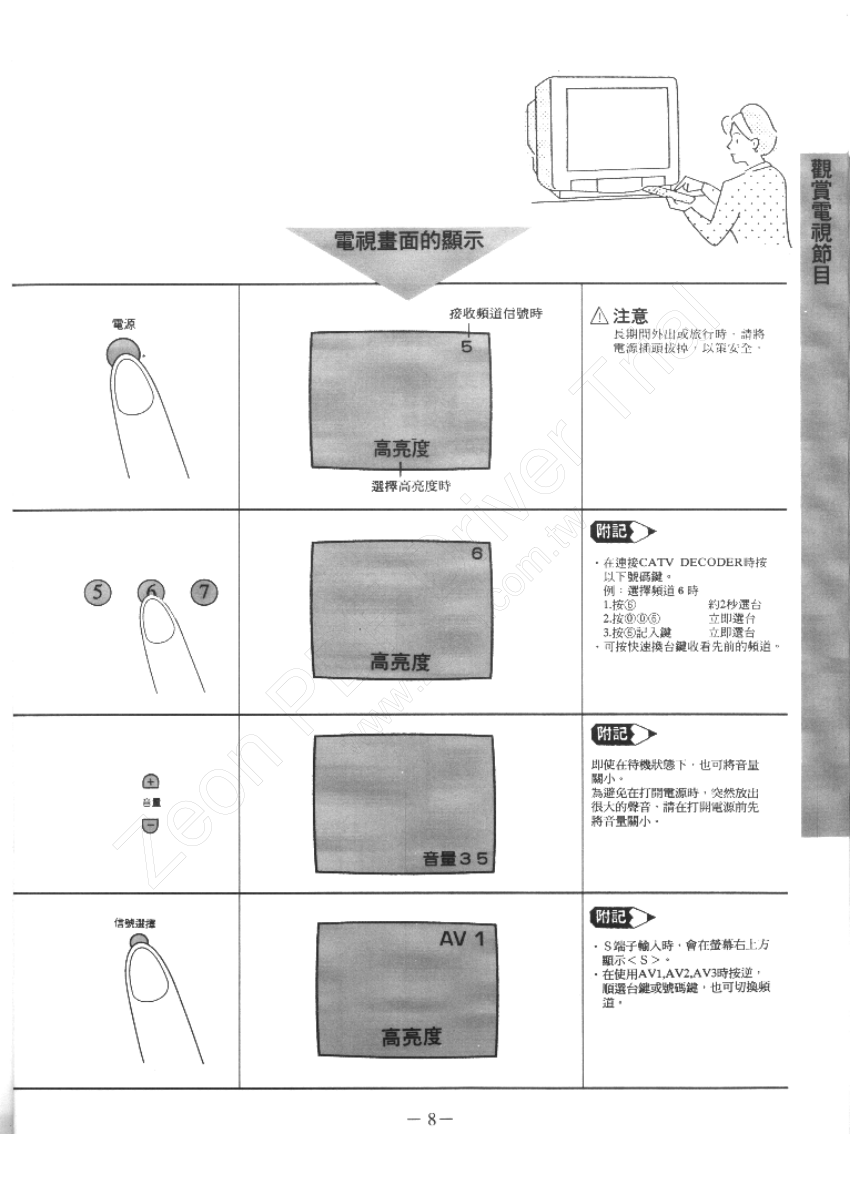 歌林CT-3406CZ型电视机使用说明书-8 歌林CT-3406CZ型电视机使用说明书-8