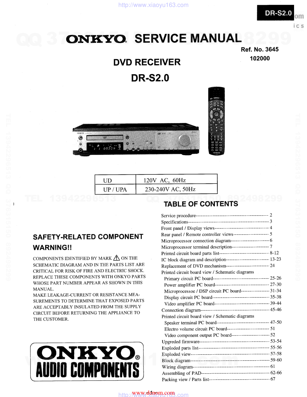 安桥ONKYO DR-S2.0 DVD播放器维修手册-0 安桥ONKYO DR-S2.0 DVD播放器维修手册-0