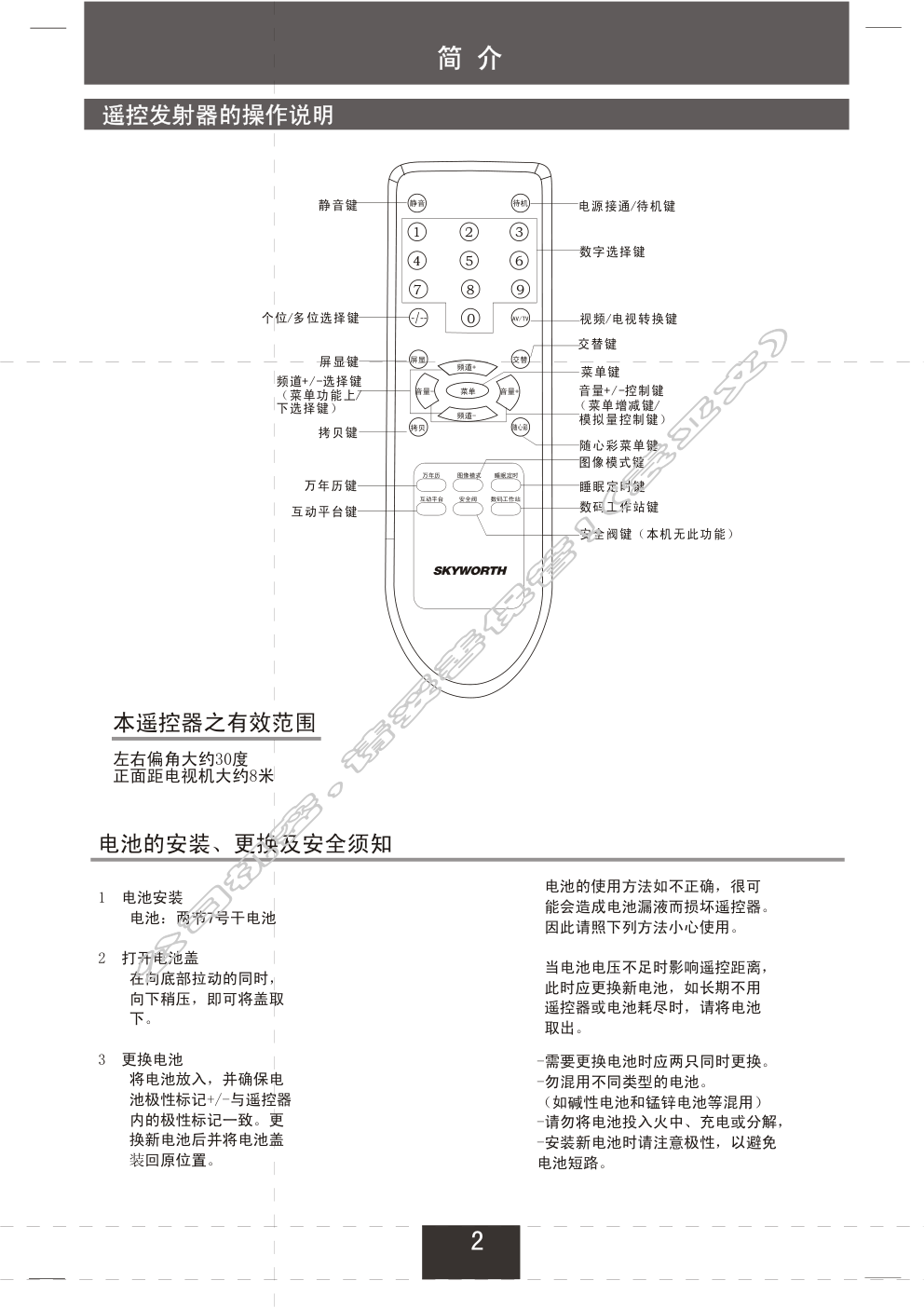 创维25T83AA(5S31机芯)彩电使用说明书-2 创维25T83AA(5S31机芯)彩电使用说明书-2
