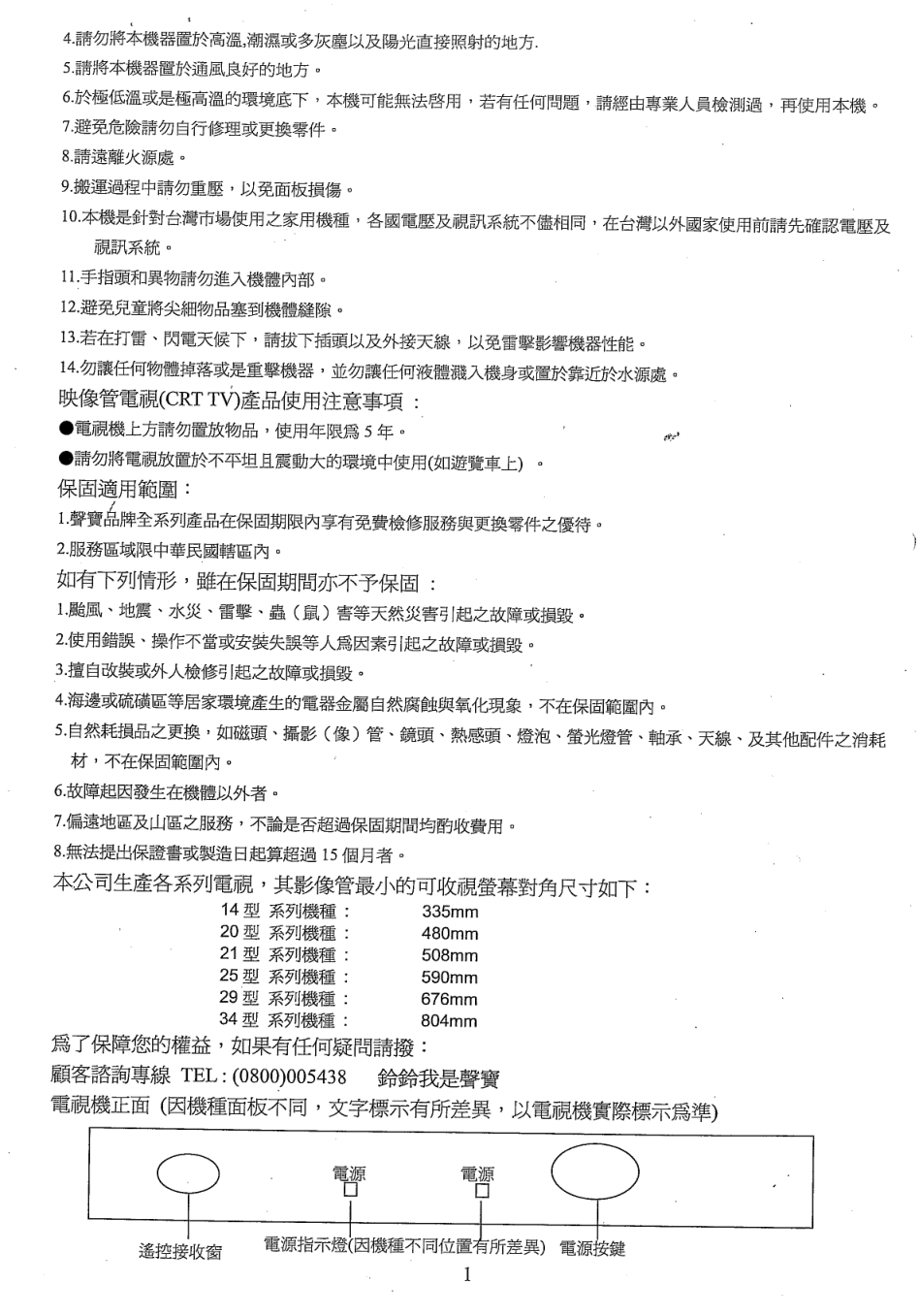 声宝SC-21FS1型电视机说明书-3