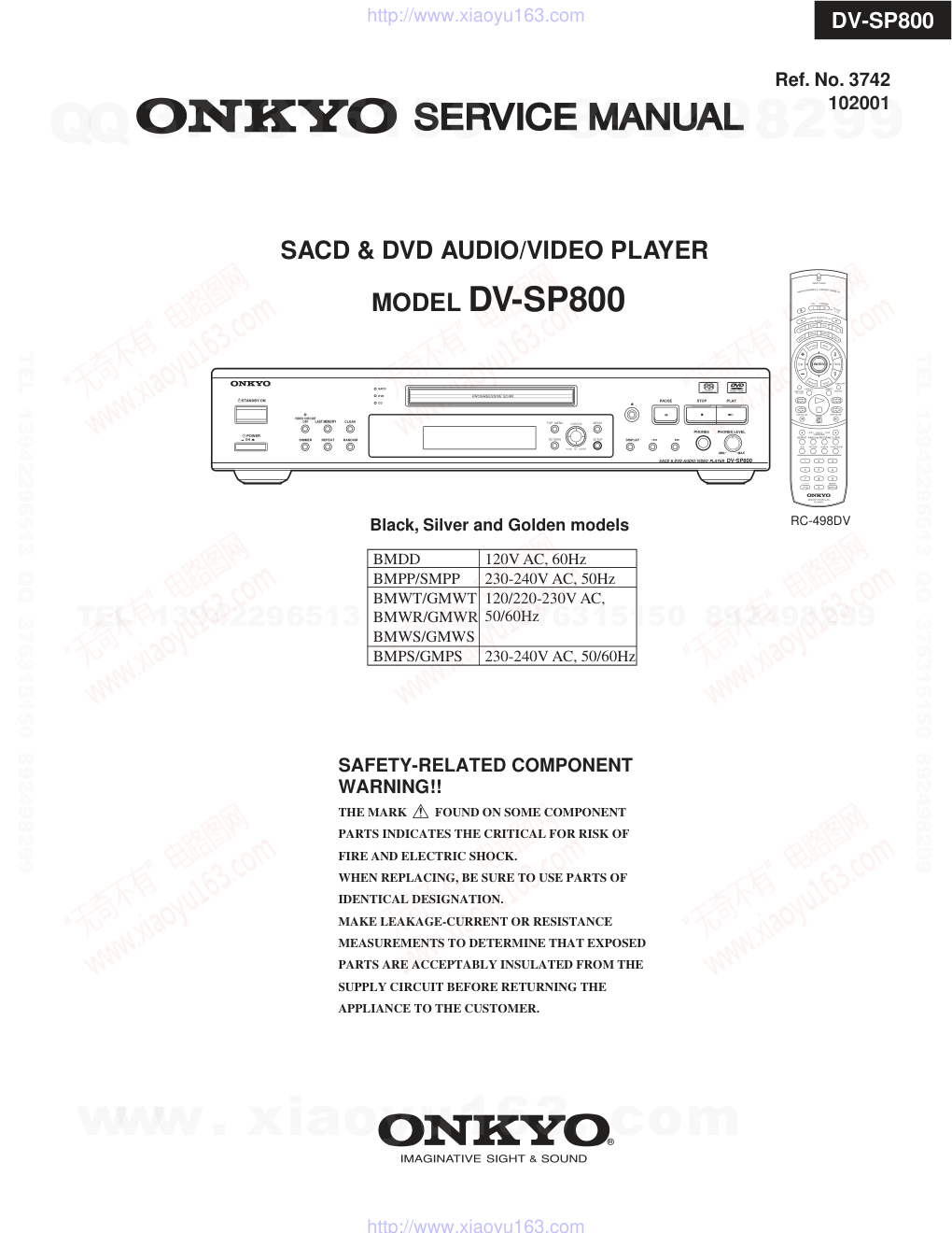 安桥ONKYO DV-SP800 DVD播放器维修手册-0