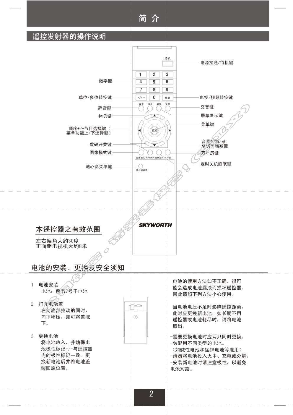 创维25N66AA(5S30机芯)彩电使用说明书-2 创维25N66AA(5S30机芯)彩电使用说明书-2