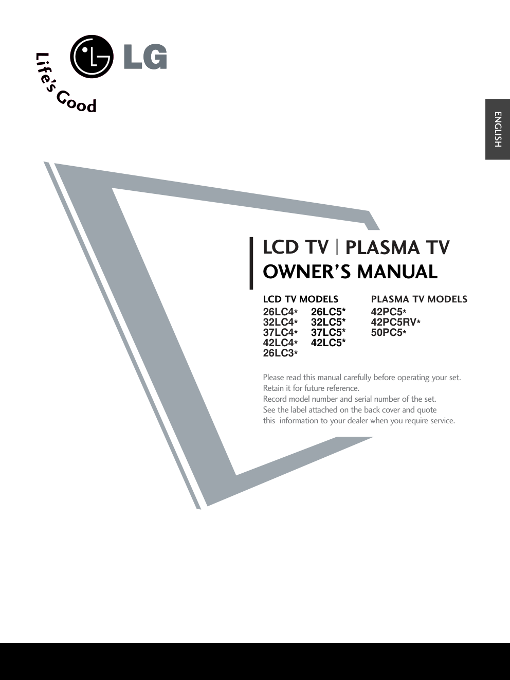 LG 26LC41彩电使用说明书-0 LG 26LC41彩电使用说明书-0