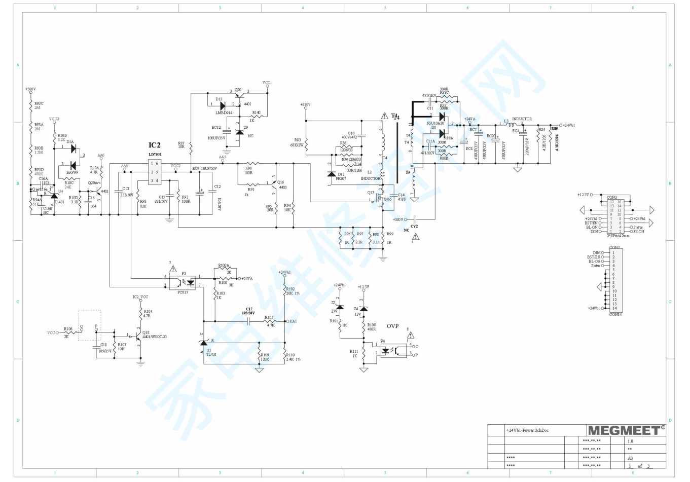 长虹彩电MPM50S-1M2 3A0电源原理图-2
