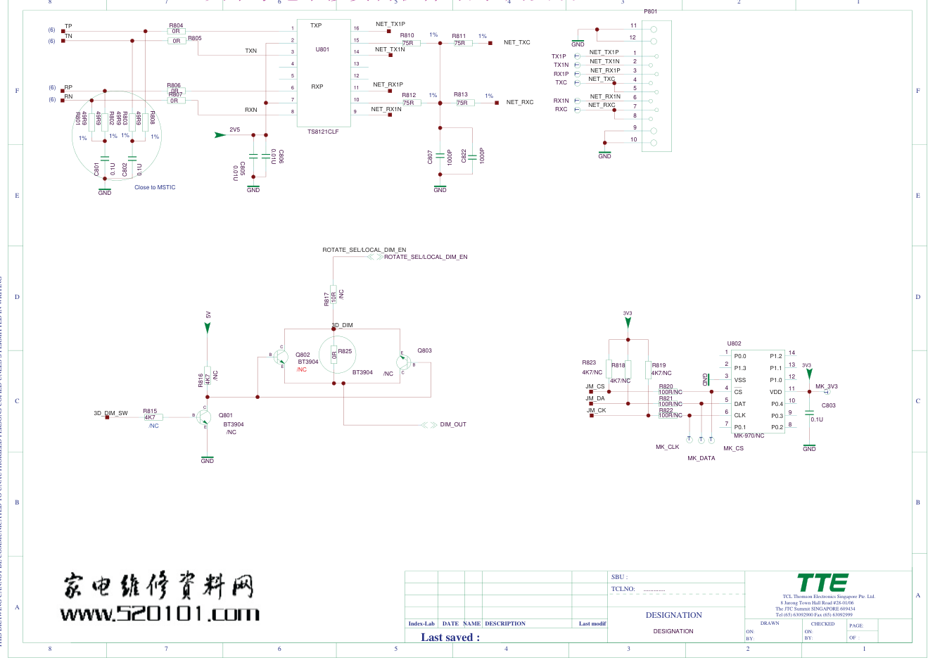 TCL L32E4500A-3D液晶电视(MS801机芯)电路原理图-9 TCL L32E4500A-3D液晶电视(MS801机芯)电路原理图-9