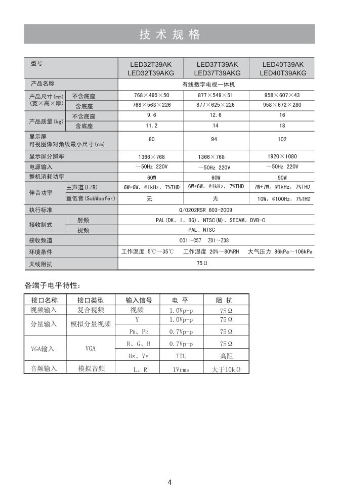 海信LED37T39AK液晶彩电使用说明书-5 海信LED37T39AK液晶彩电使用说明书-5