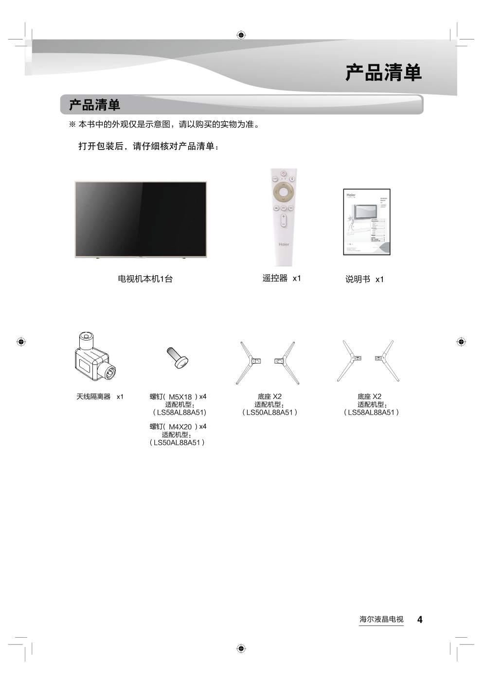 海尔LS58AL88A51液晶彩电使用说明书-4