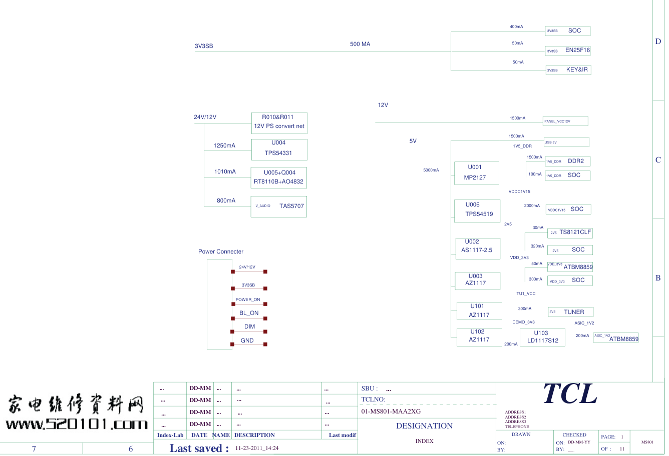 TCL L32E4500A-3D液晶电视(MS801机芯)电路原理图-0 TCL L32E4500A-3D液晶电视(MS801机芯)电路原理图-0