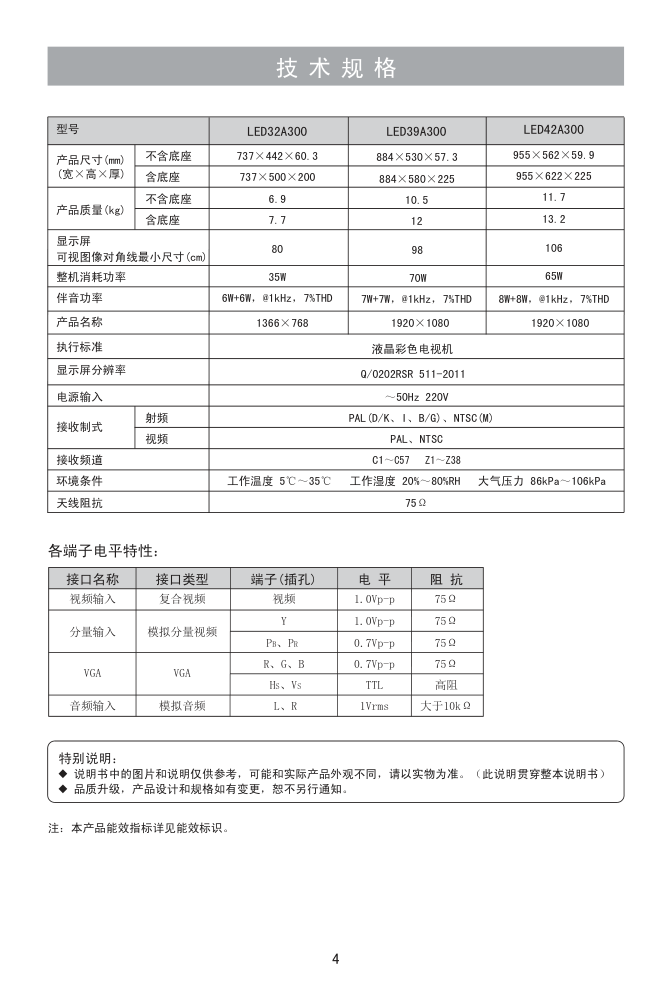 海信LED32A300液晶彩电使用说明书-4 海信LED32A300液晶彩电使用说明书-4