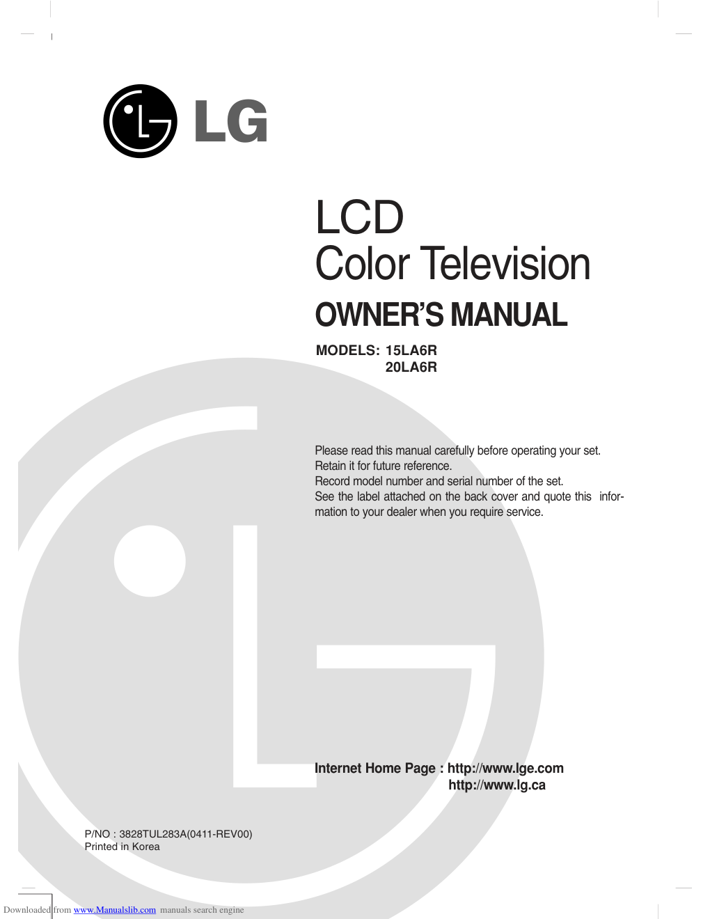 LG 20LA6R液晶彩电用户手册-0