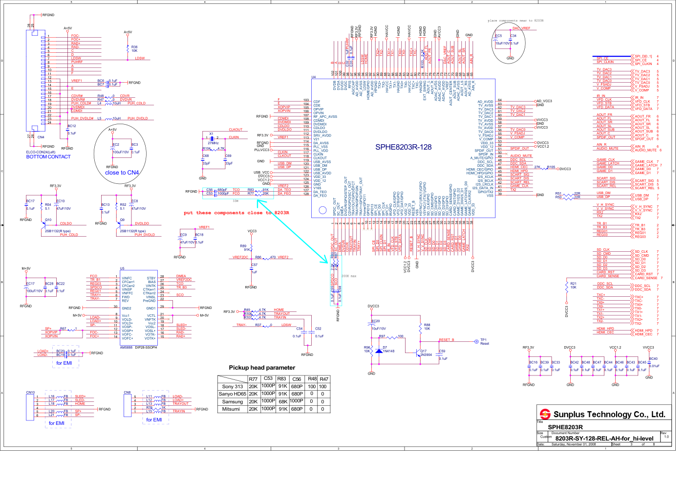 基于SPHE8203R的8203R-SY-128-REL-AH-for_hi-level电路板电路图-2 基于SPHE8203R的8203R-SY-128-REL-AH-for_hi-level电路板电路图-2
