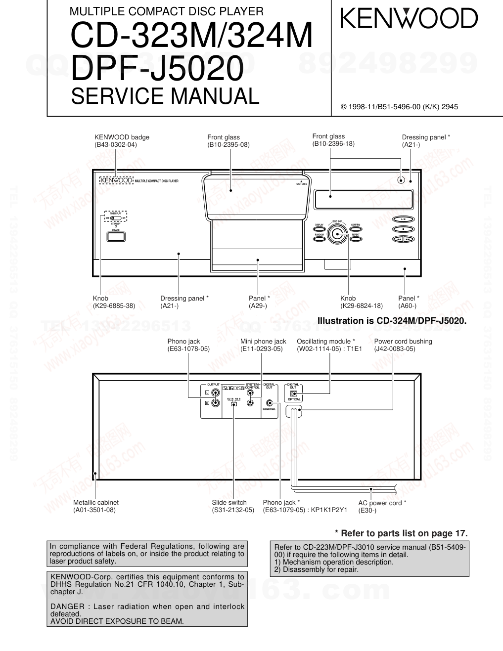 建伍KENWOOD CD-323M CD播放机维修手册-0 建伍KENWOOD CD-323M CD播放机维修手册-0