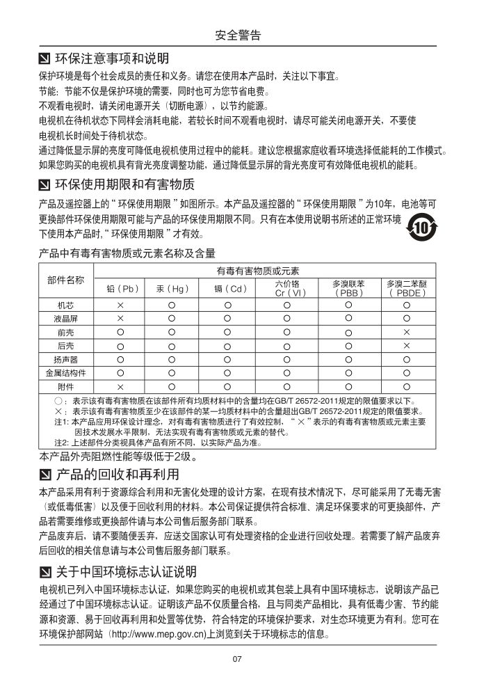 TCL王牌D58A620UL液晶彩电使用说明书-7 TCL王牌D58A620UL液晶彩电使用说明书-7