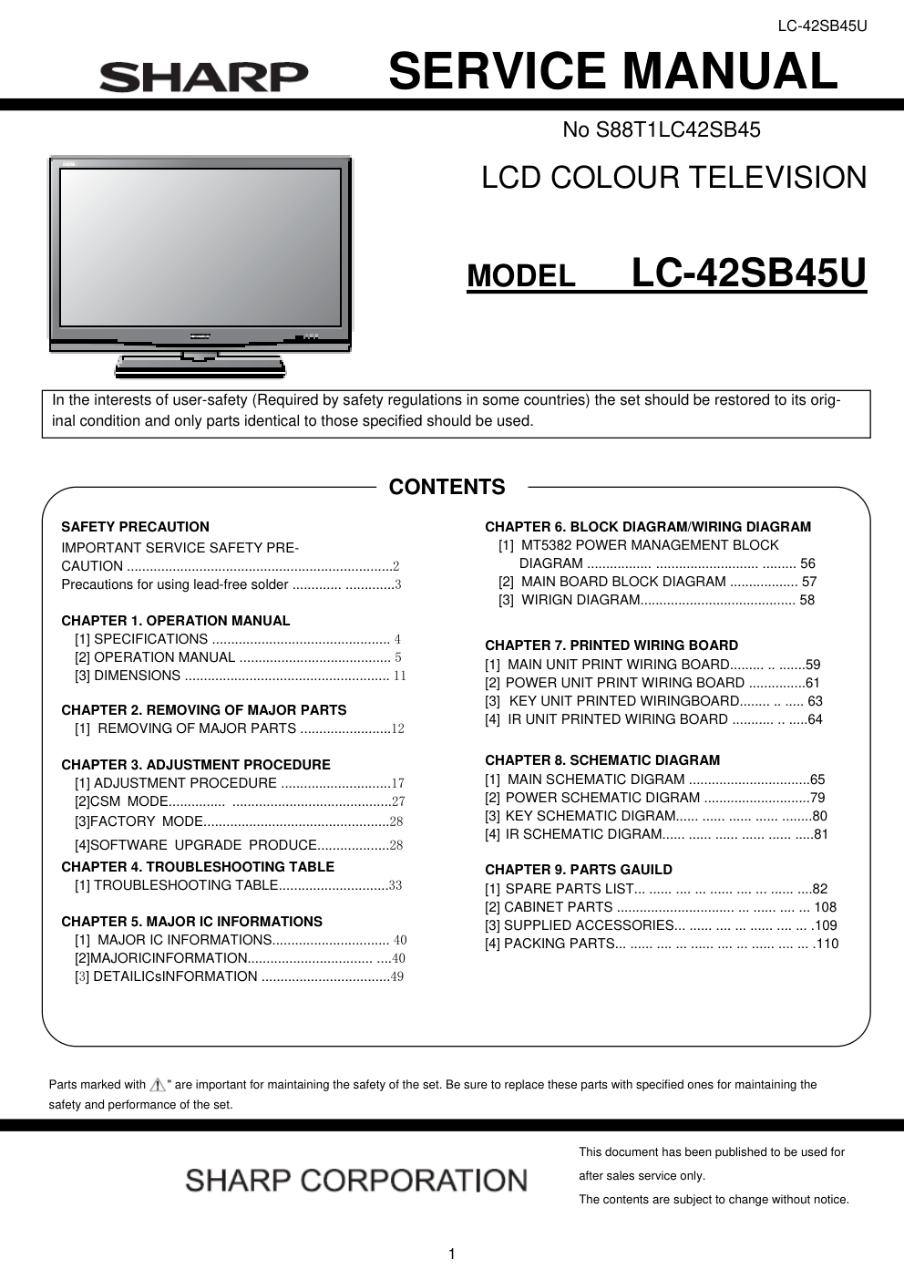 SHARP LC-42SB45U彩色电视机说明书-0