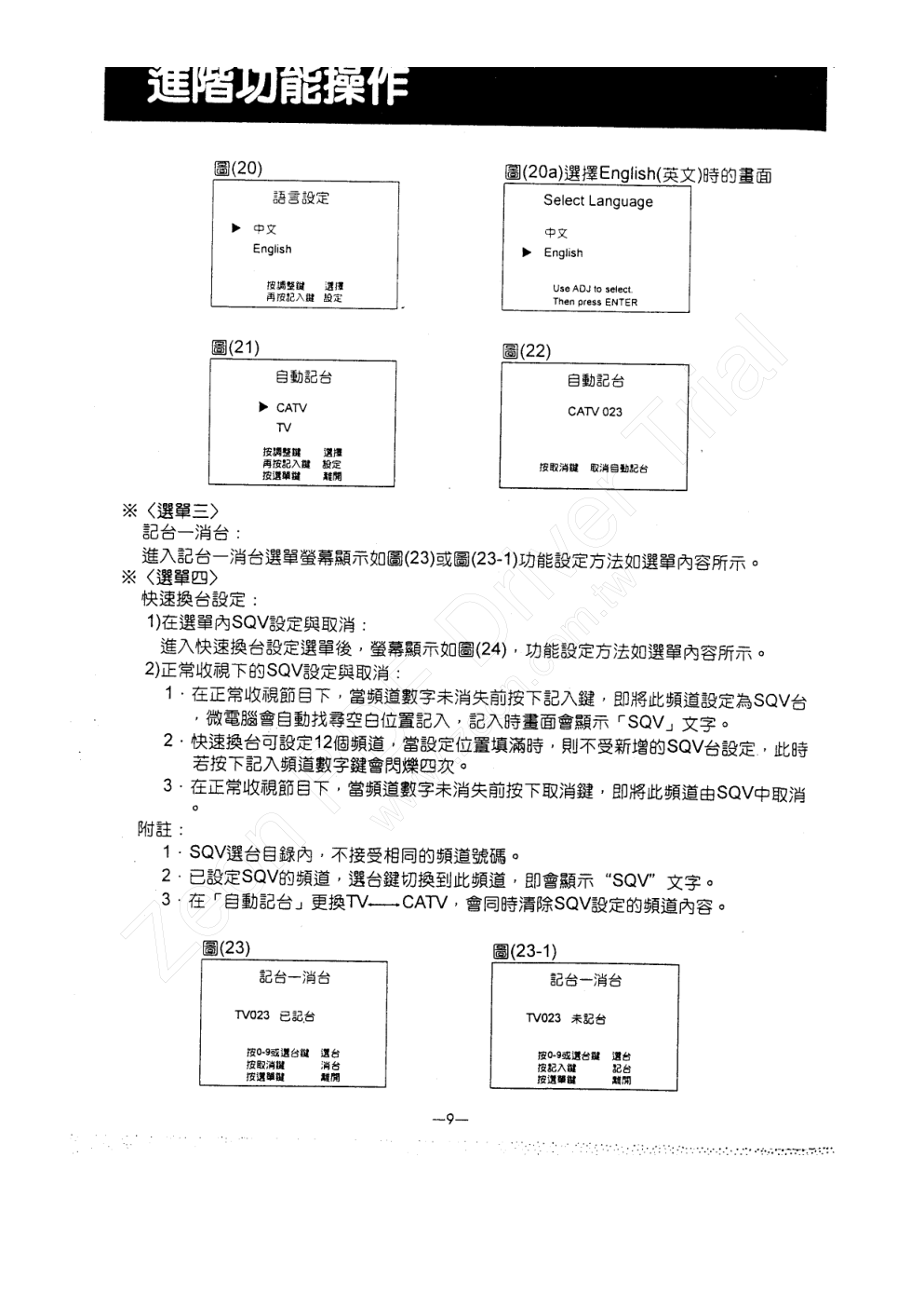 歌林CT-2902R型电视机使用说明书-9