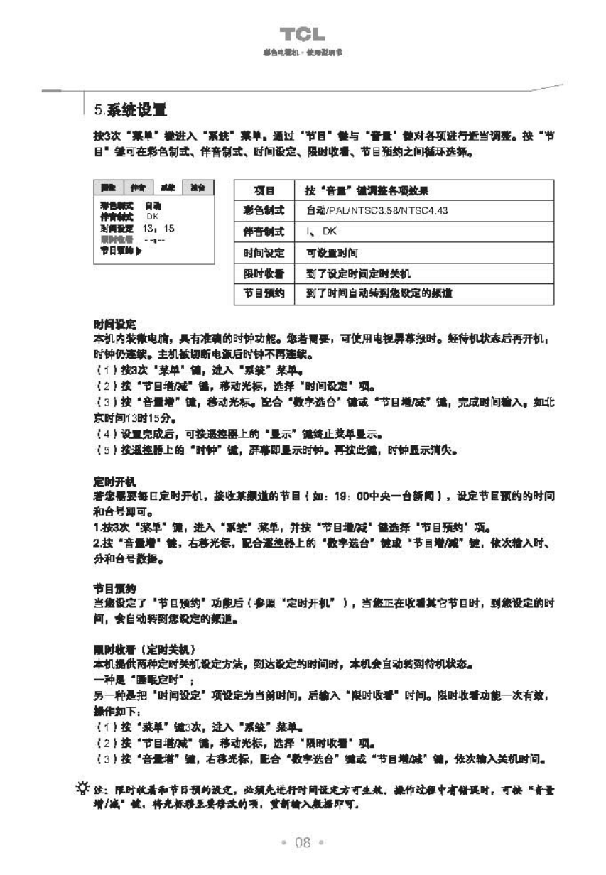 TCL王牌NT21B68S彩电使用说明书-8 TCL王牌NT21B68S彩电使用说明书-8
