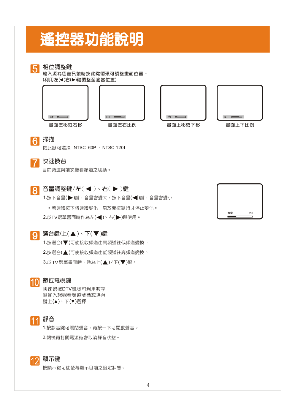 歌林HCT-H296型数位倍频电视机使用说明书-4