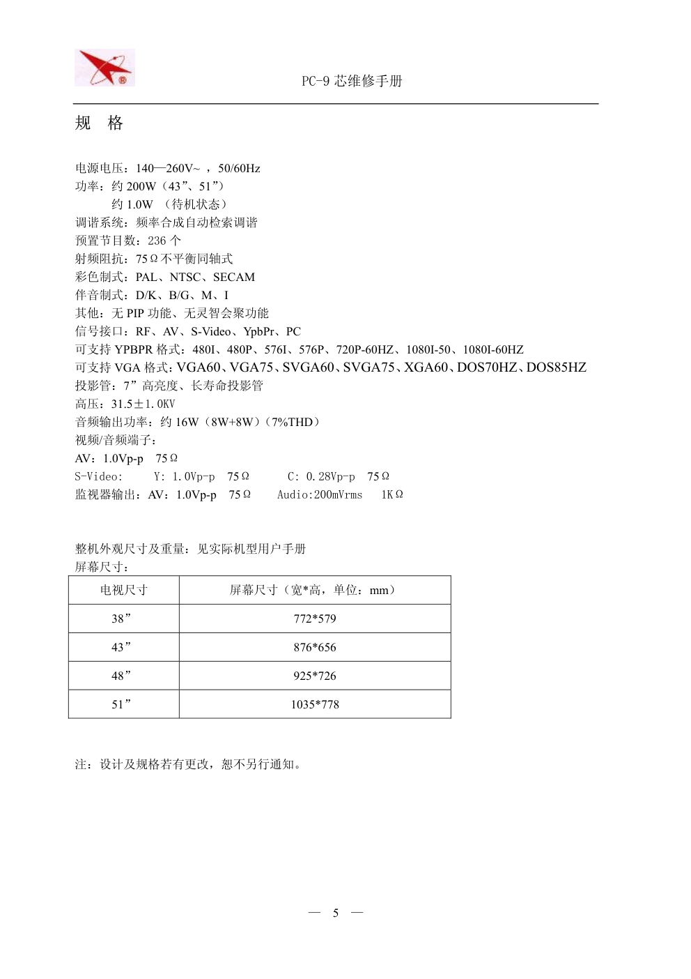 长虹PC-9机芯原理图和维修手册-4 长虹PC-9机芯原理图和维修手册-4