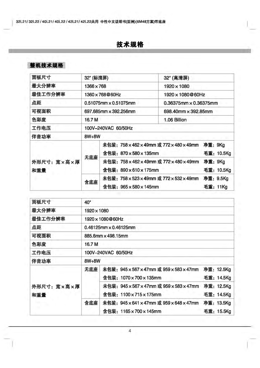 TCL 40L22液晶电视说明书-4 TCL 40L22液晶电视说明书-4