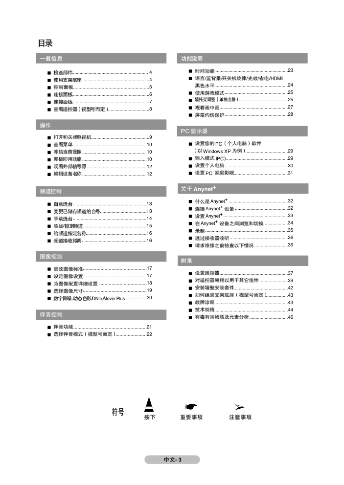 三星PS-50Q91H等离子彩电使用说明书-2 三星PS-50Q91H等离子彩电使用说明书-2
