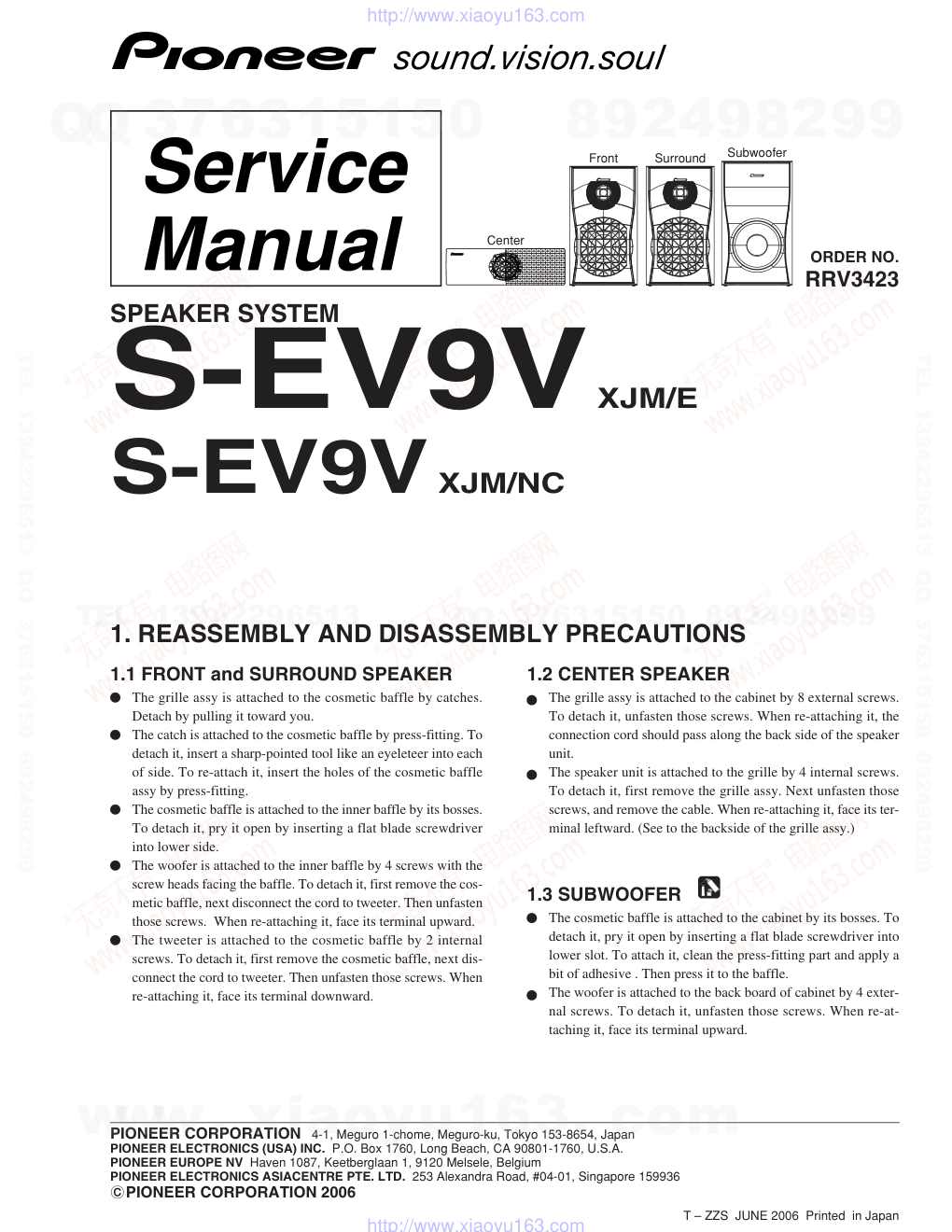先锋PIONEER S-EV9VXJMNC电路图-0 先锋PIONEER S-EV9VXJMNC电路图-0