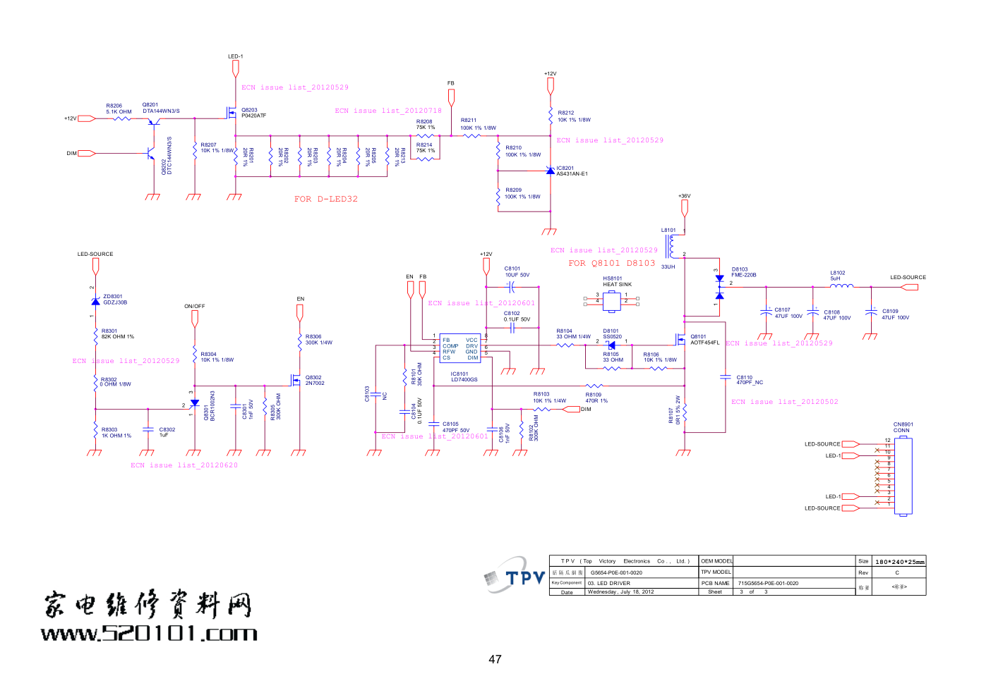 长虹LED32B2100C液晶电视715G5654-P01-001-002M电源板电路图-1