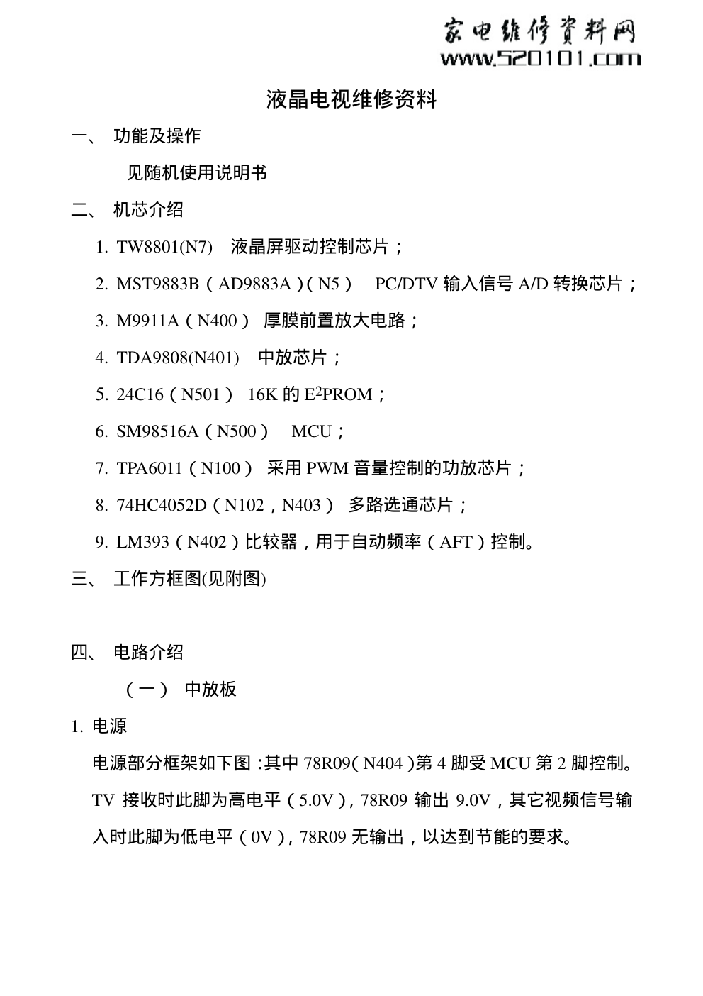 海尔L20A6A-T0液晶电视电路原理图与维修说明-0