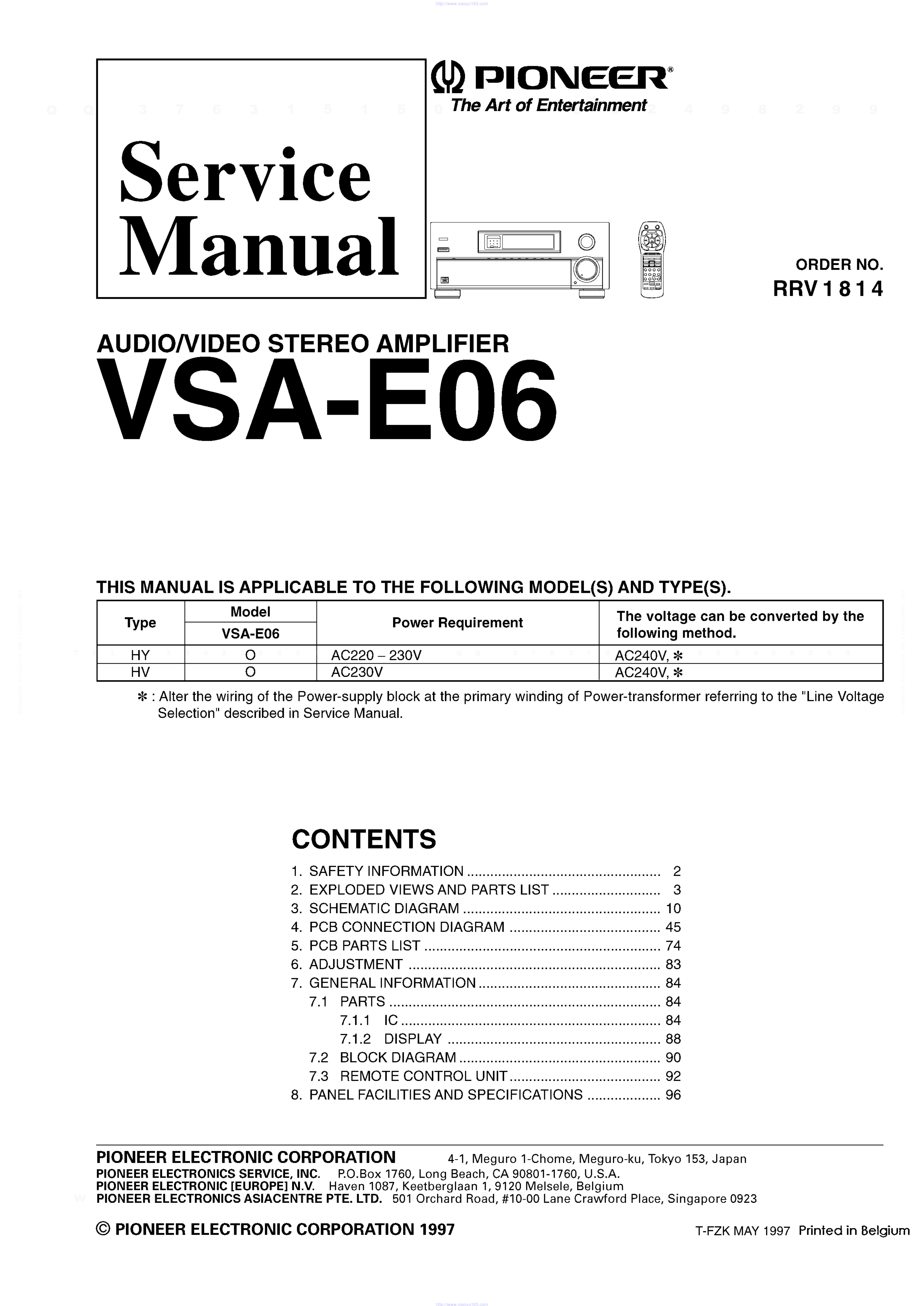 先锋PIONEER VSA-E06电路图-0 先锋PIONEER VSA-E06电路图-0