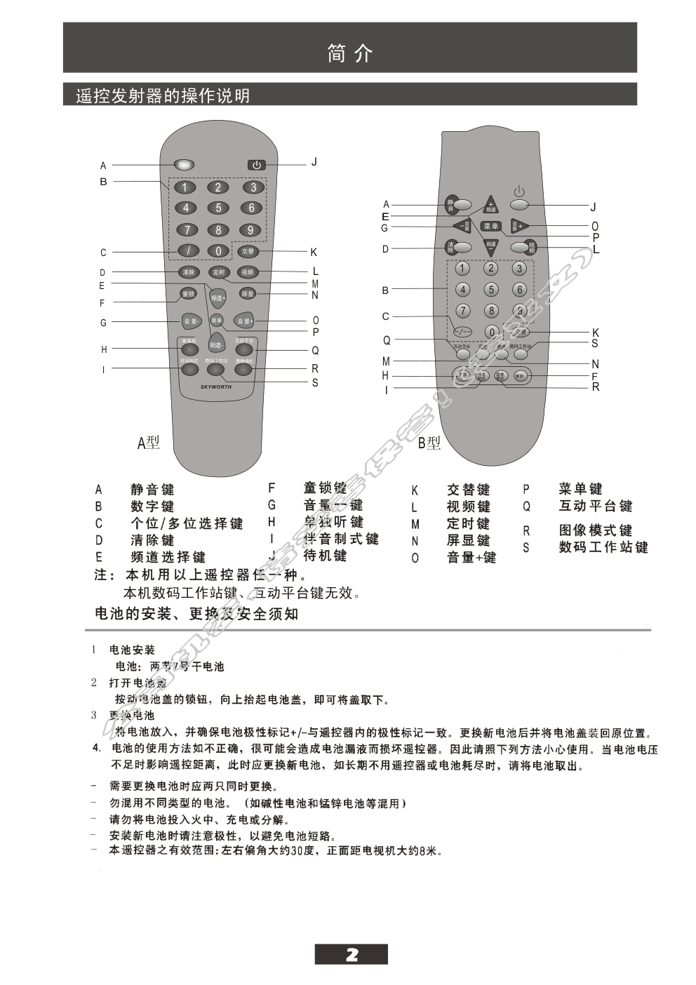 创维21TH9000(3P30机芯)彩电使用说明书-2 创维21TH9000(3P30机芯)彩电使用说明书-2
