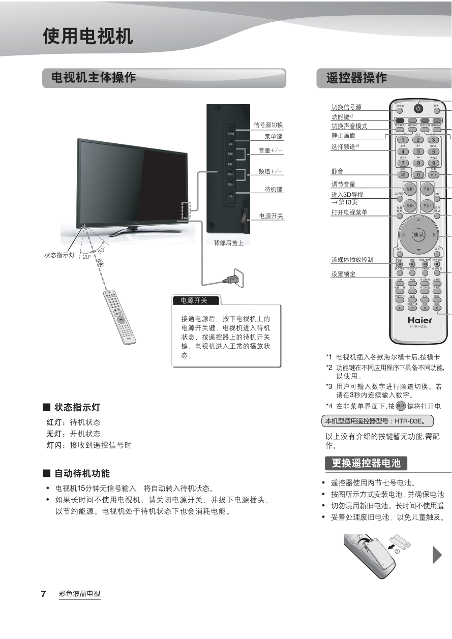 海尔LE42A700P 3D液晶电视说明书-7 海尔LE42A700P 3D液晶电视说明书-7