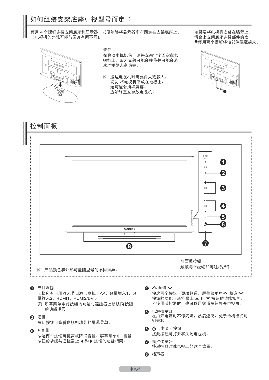 三星PS42B350B1等离子彩电使用说明书-5