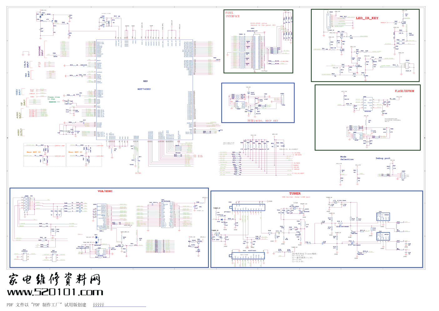 康佳LED23VS95S液晶电视35015536板（MST739机芯）电路原理图-1