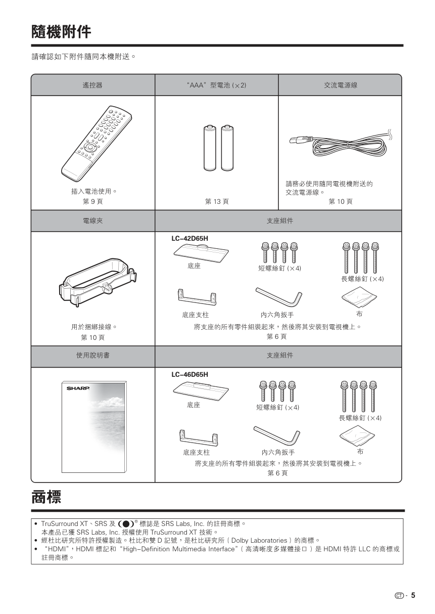 声宝LC-46D65H型液晶电视机说明书-5