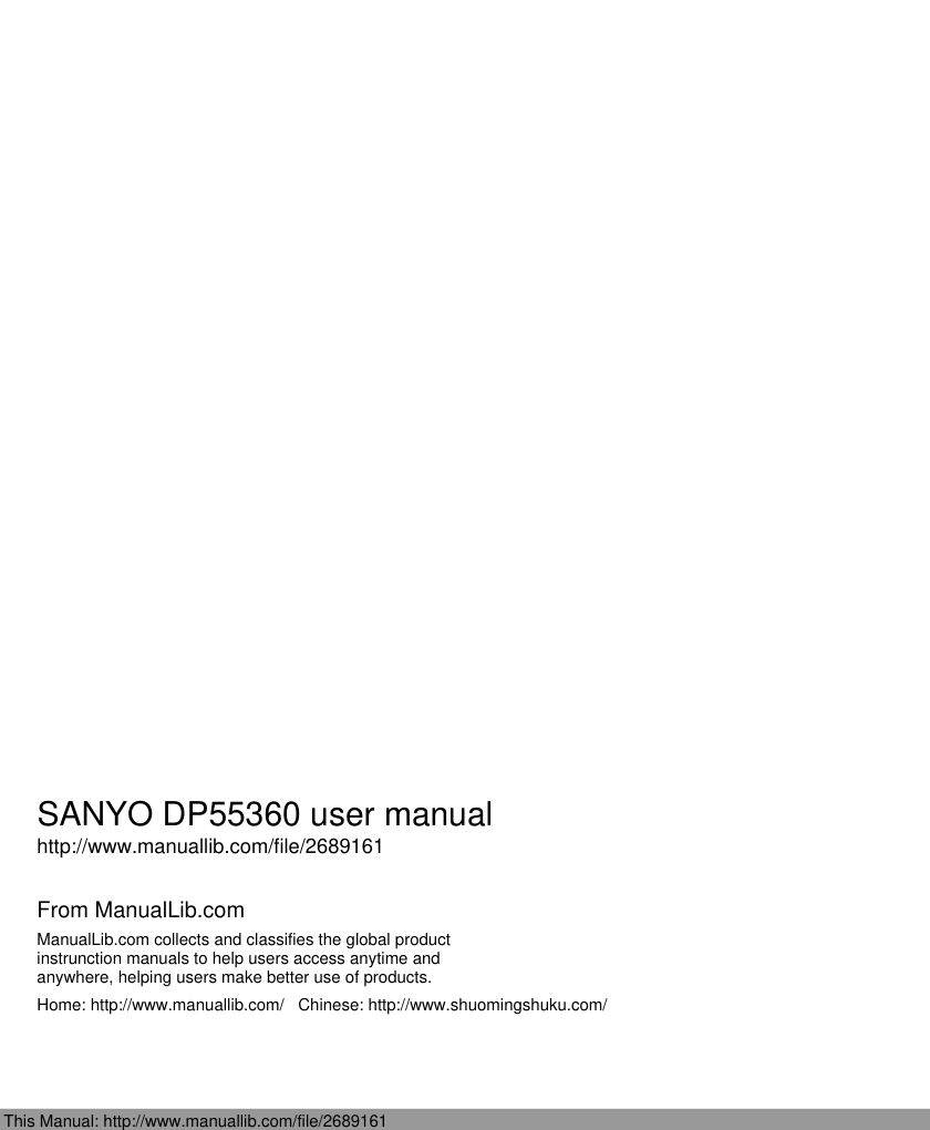三洋DP55360液晶彩电使用说明书-0 三洋DP55360液晶彩电使用说明书-0