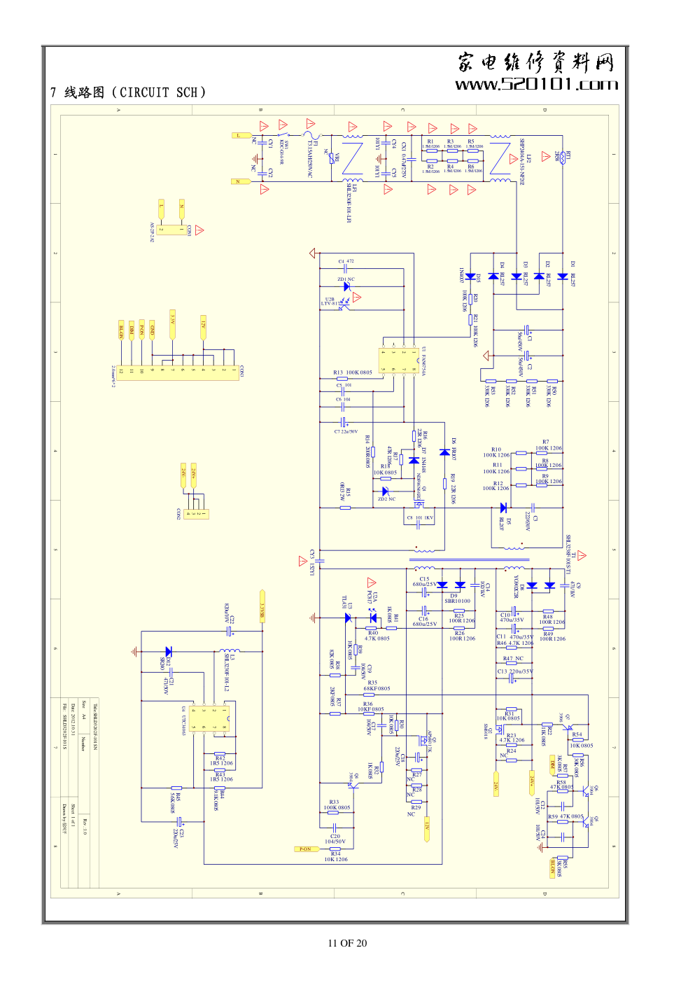 TCL液晶用SHLD3202F-101SN 81-P电源板电路原理图-1