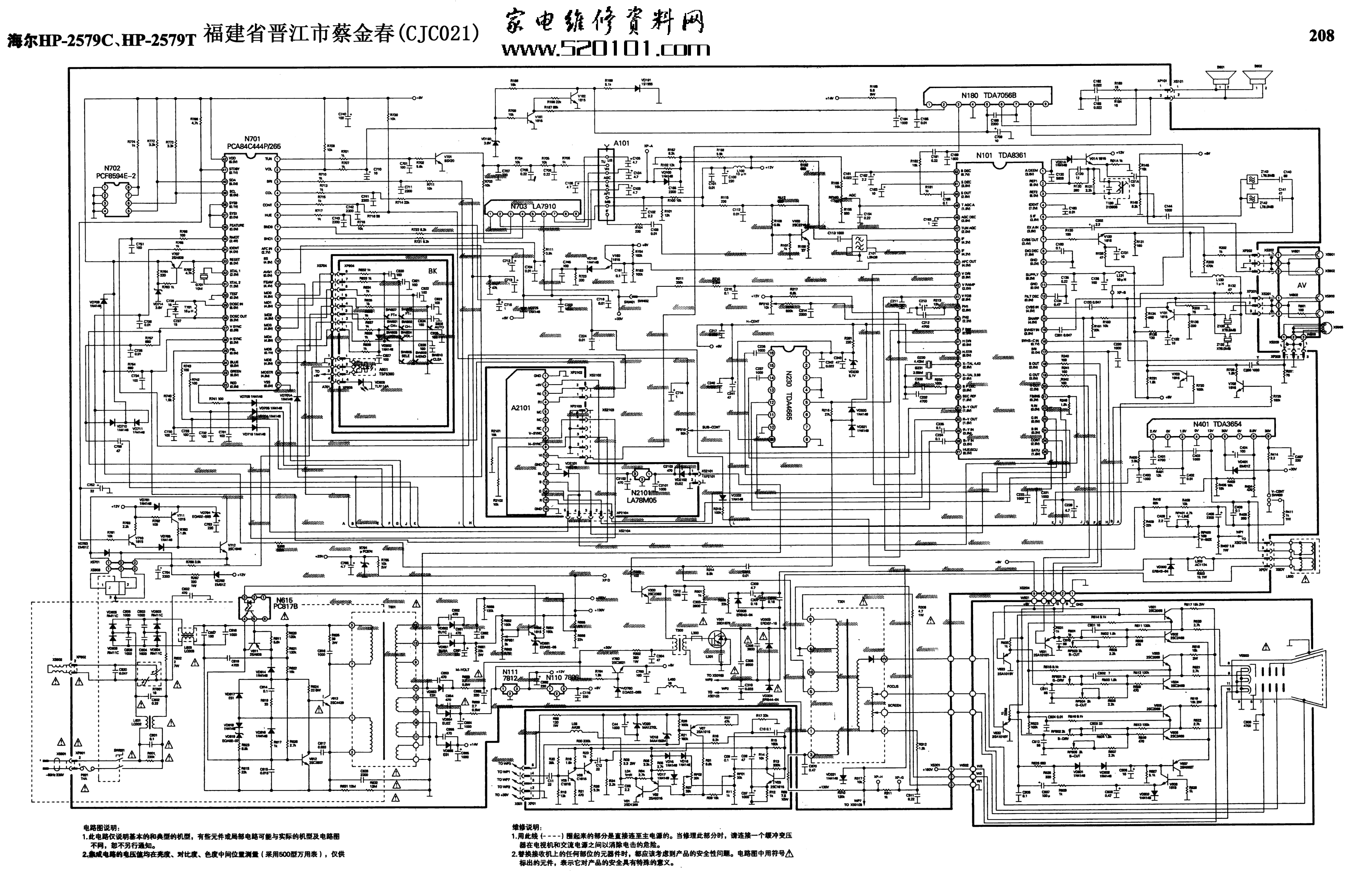 海尔HP2579CHP2579T(8361芯片)彩电原理图-0