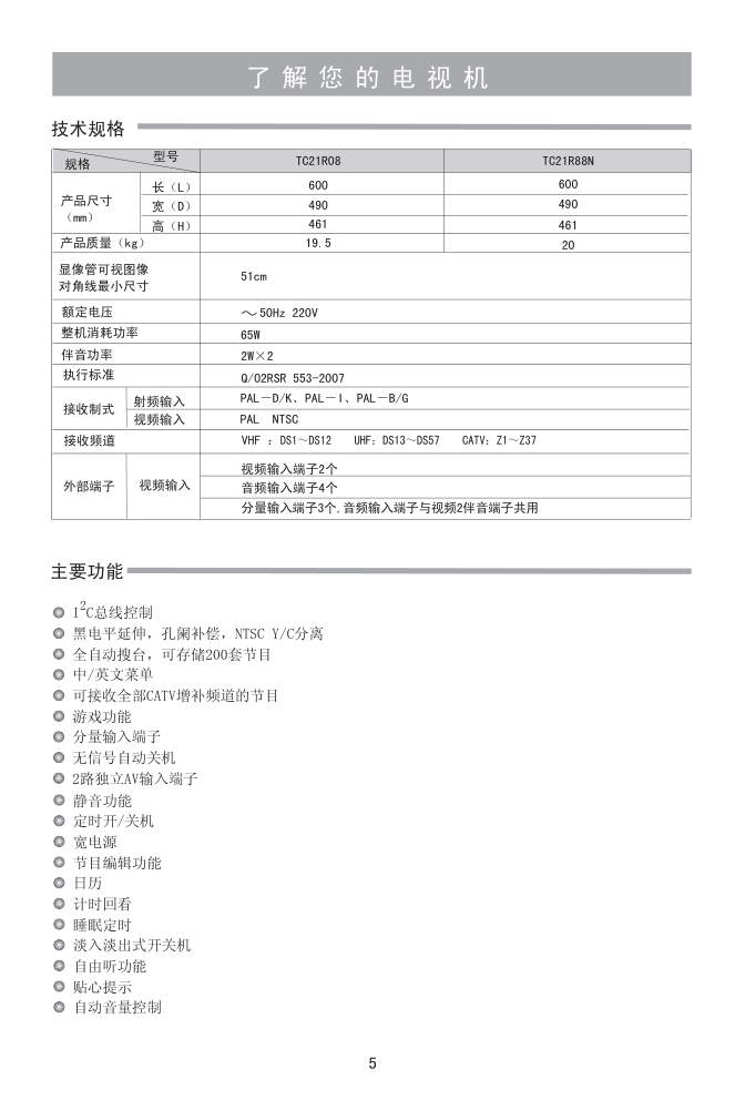 海信TC21R08彩电使用说明书-6 海信TC21R08彩电使用说明书-6