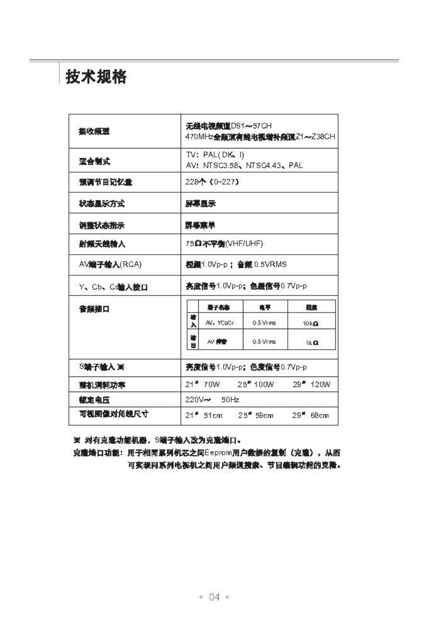 TCL王牌AT2965彩电使用说明书-4 TCL王牌AT2965彩电使用说明书-4