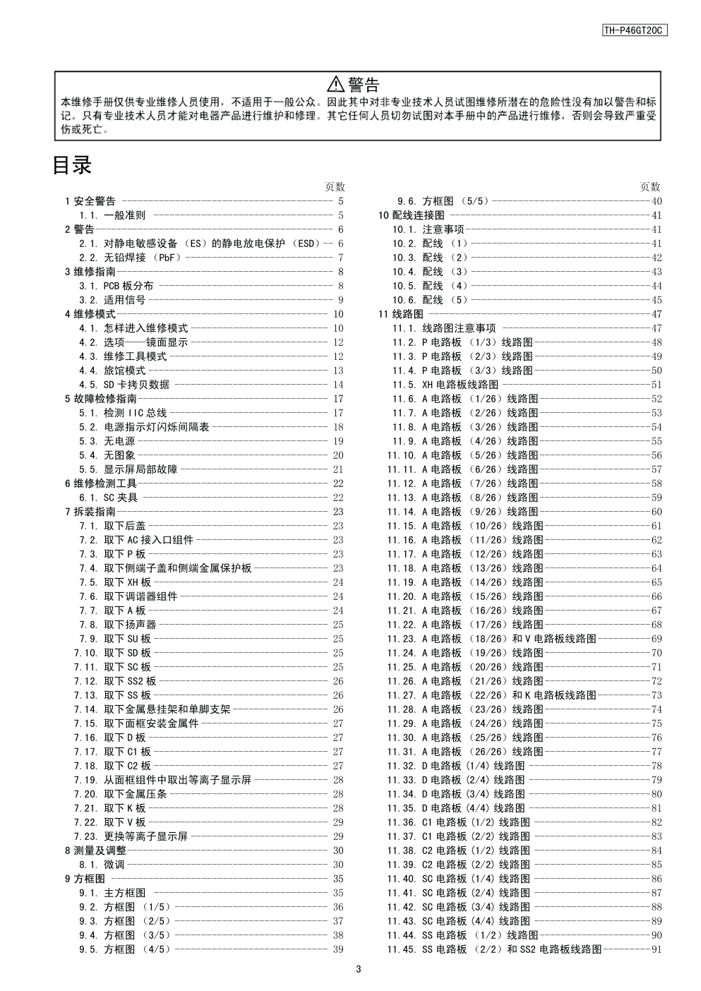 松下TH-P46GT20C等离子显示器(GPF13DSAL机芯)维修手册和图纸-2 松下TH-P46GT20C等离子显示器(GPF13DSAL机芯)维修手册和图纸-2