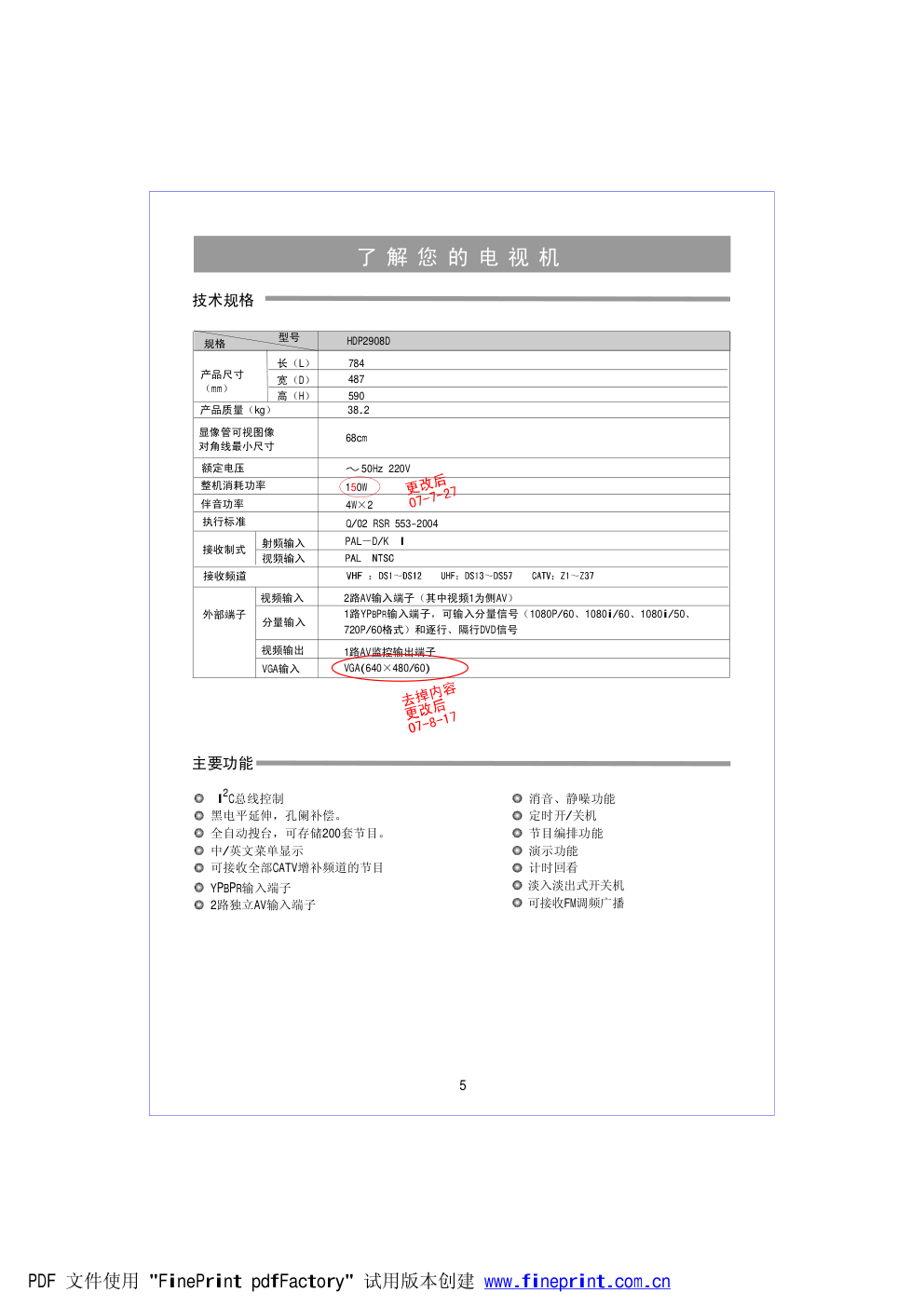 海信HDP290BD彩电说明书-4