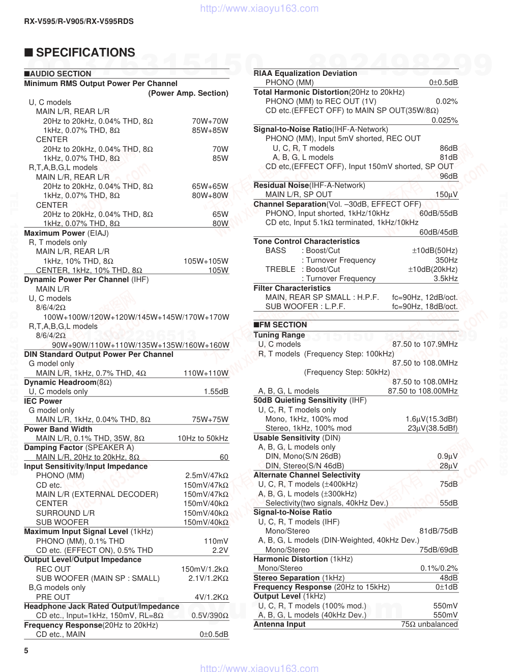 雅马哈YAMAHA RX-V595RDS电路图-5